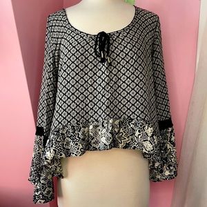 Mudd Black and White Boho Blouse